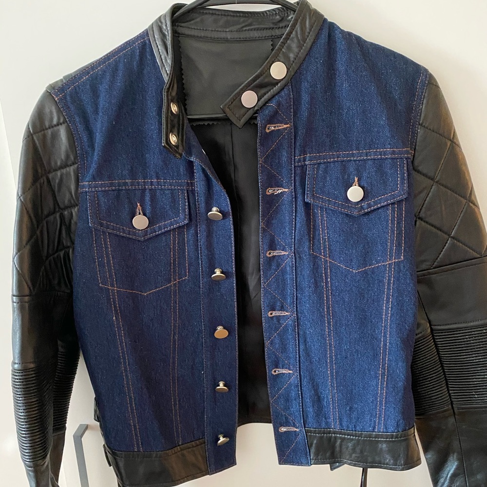 Leather and denim jacket